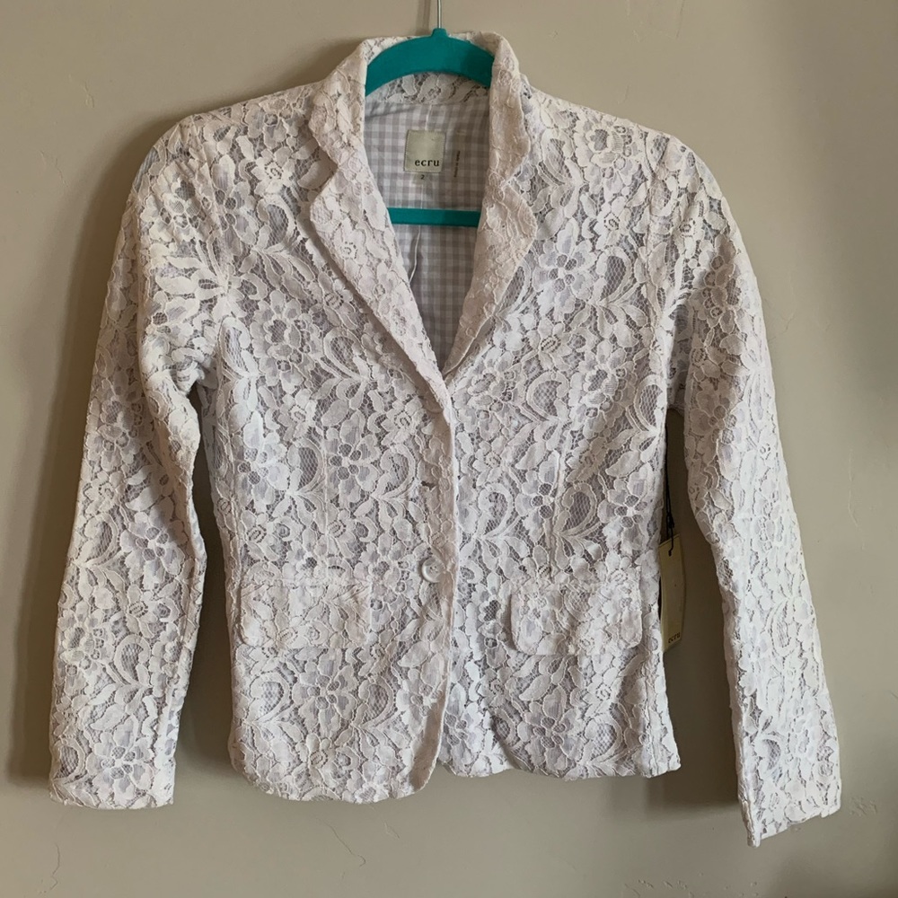 Ecru White Lace Blazer